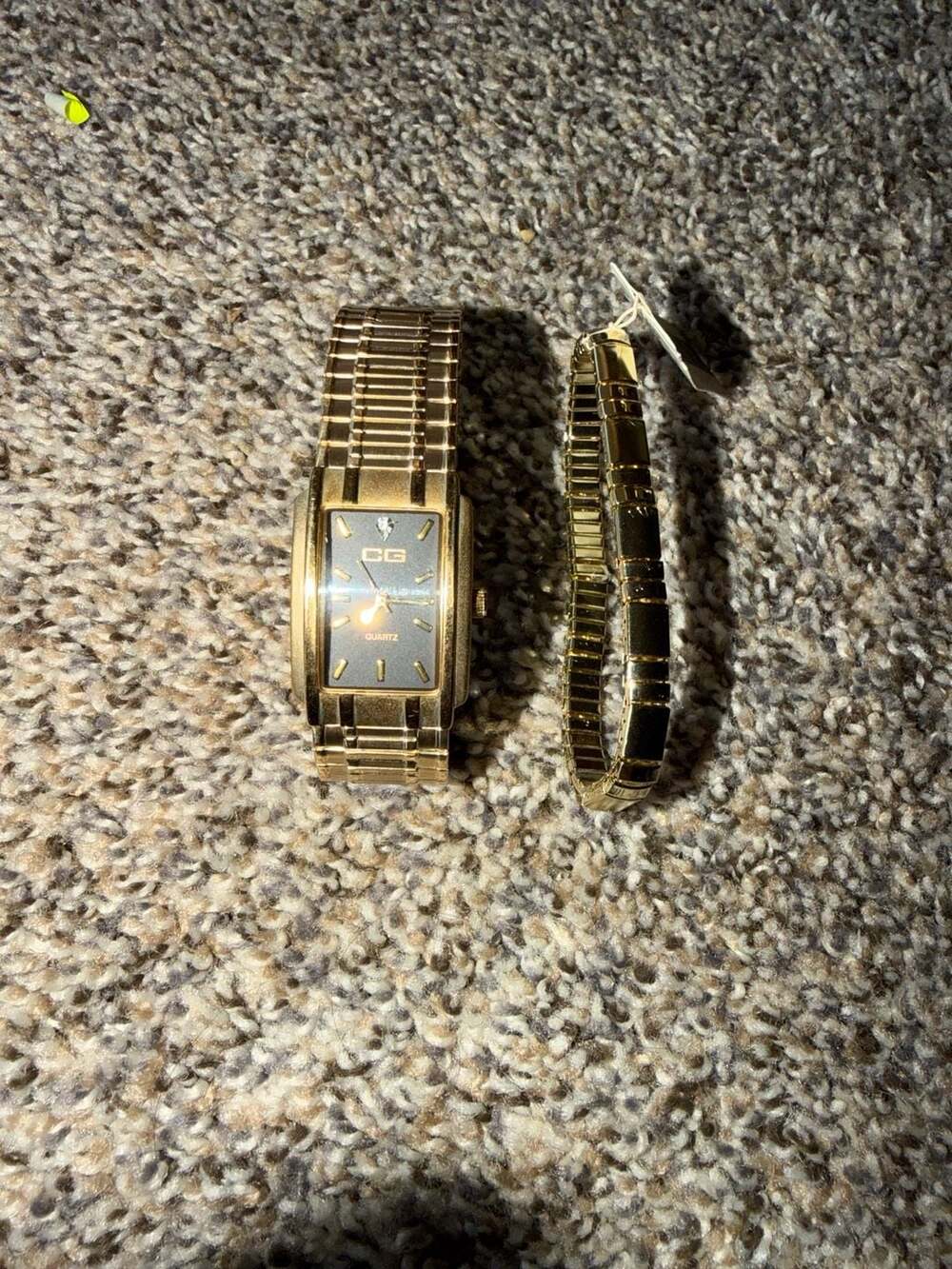 CG Charles Girardier Gold Tone Rectangle Watch and Napier Bracelet Set
